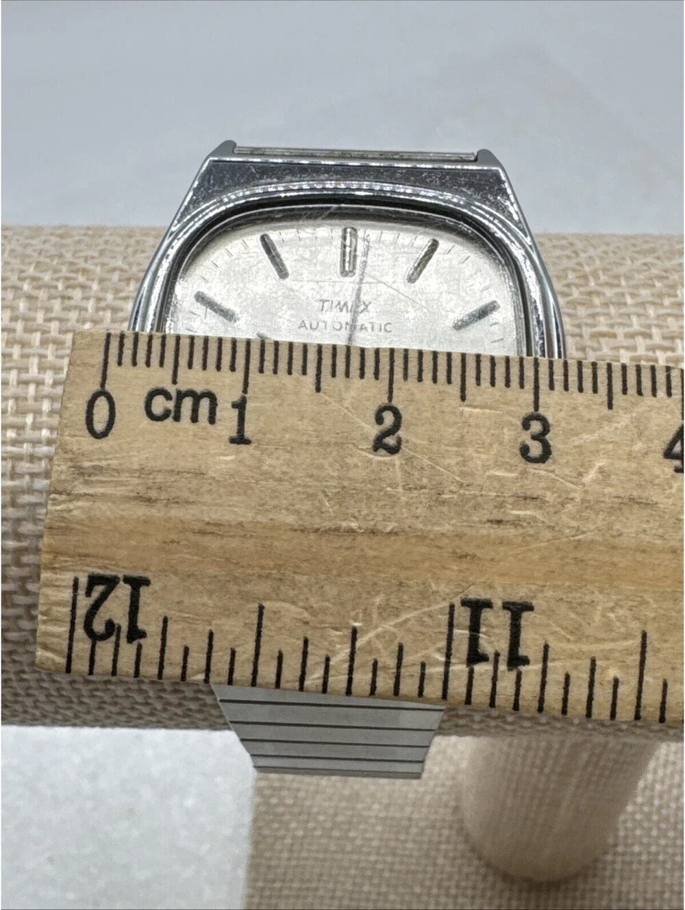 Timex Viscount Calendar Watch 34523 10888 Wind Up Silver Expansion Band Square